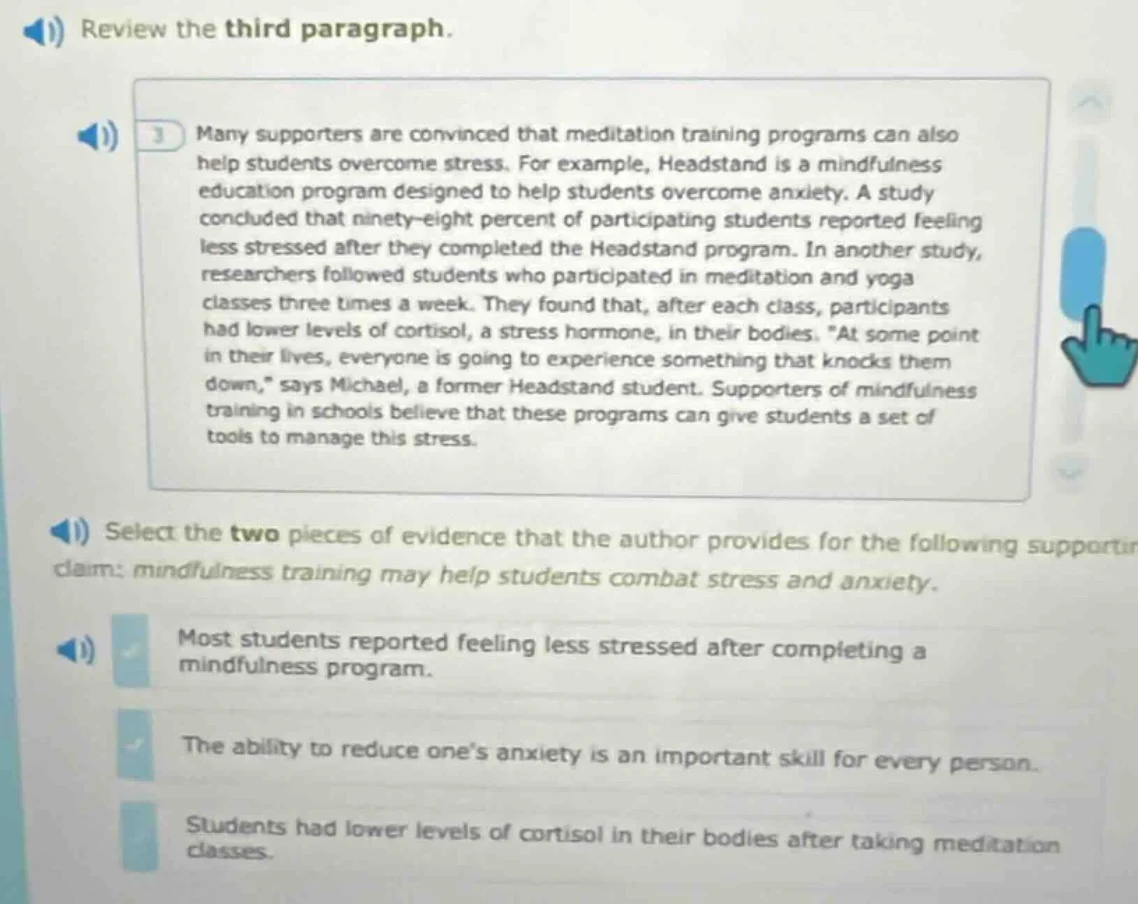 review the third paragraph. many supporters are convinced that meditati…