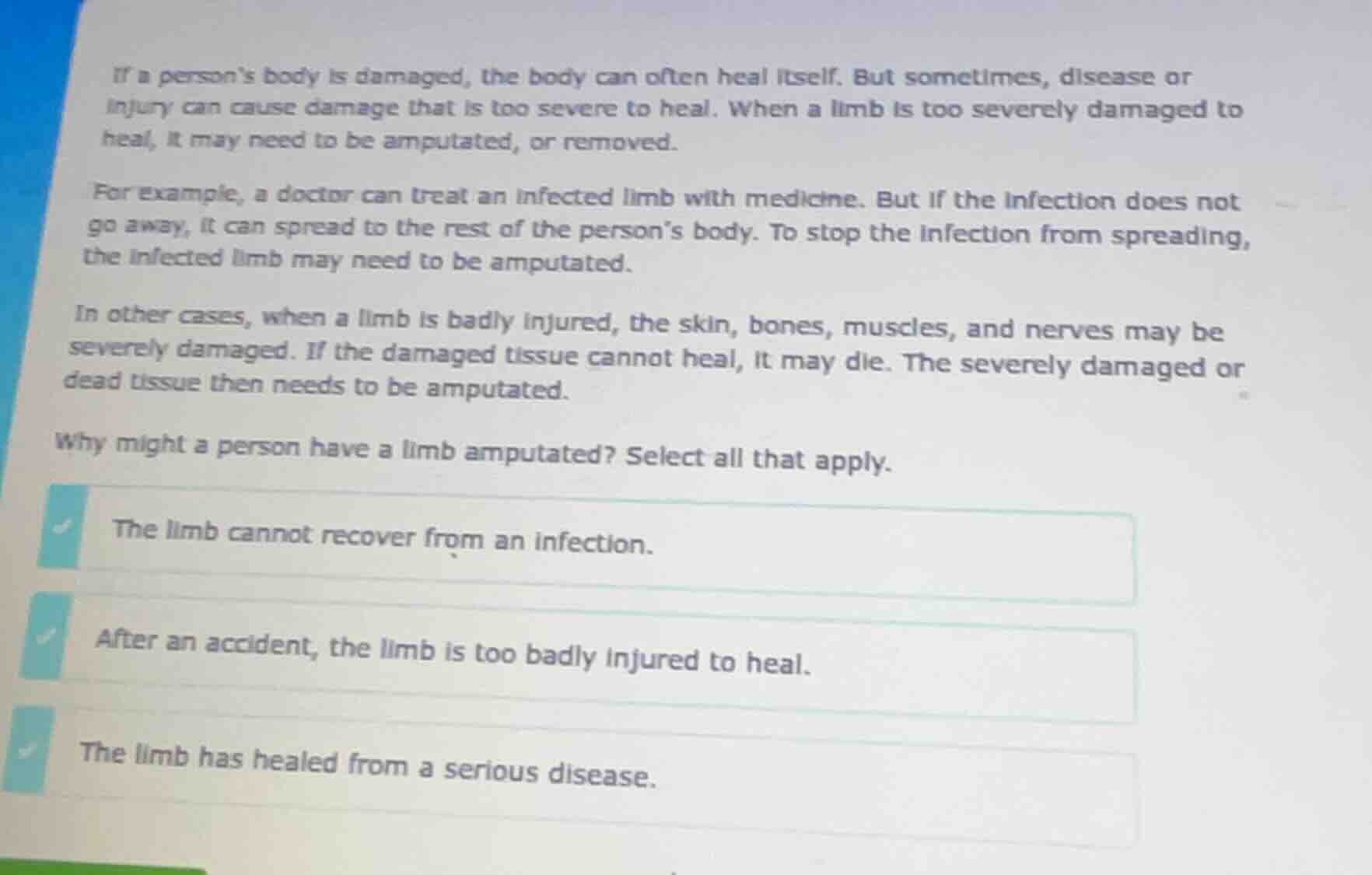 if a persons body is damaged, the body can often heal itself. but somet…