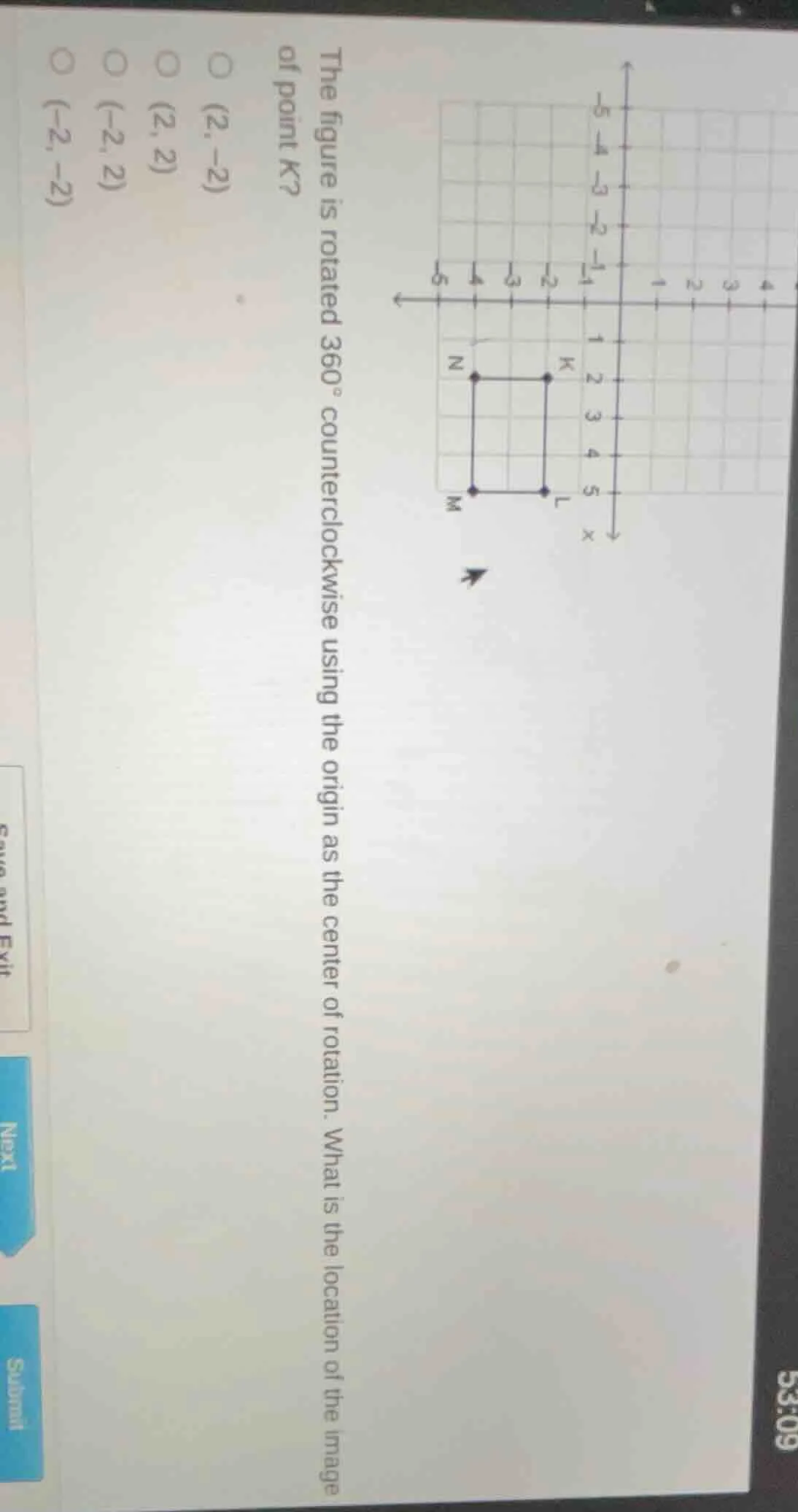 the figure is rotated $360^{\\circ}$ counterclockwise using the origin …