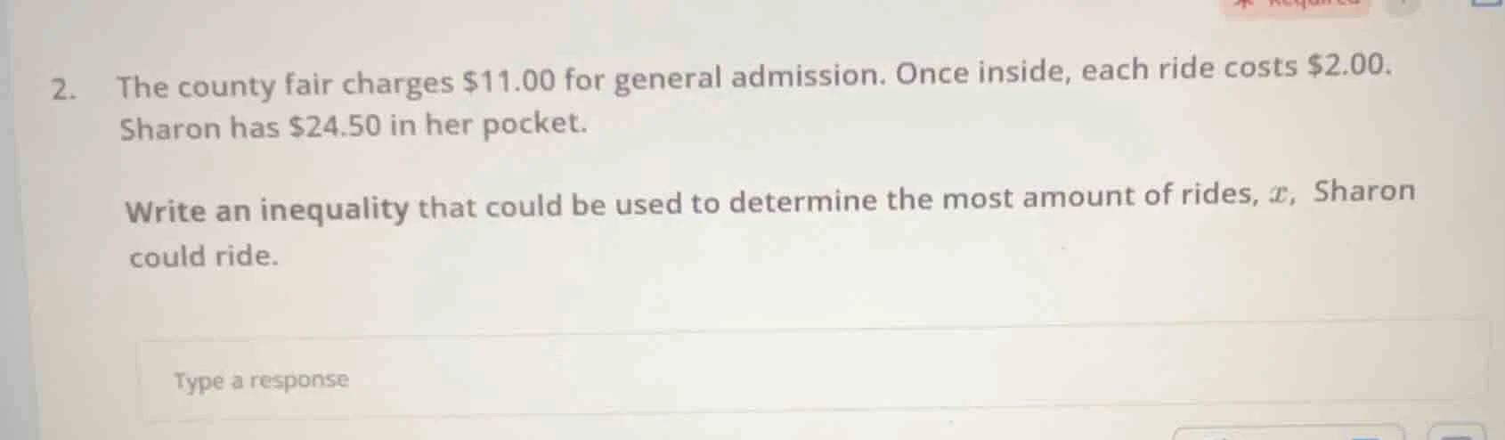 2. the county fair charges $11.00 for general admission. once inside, e…