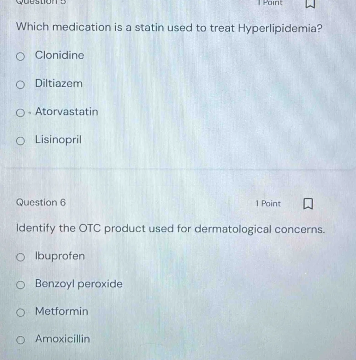 question 5 1 point which medication is a statin used to treat hyperlipi…