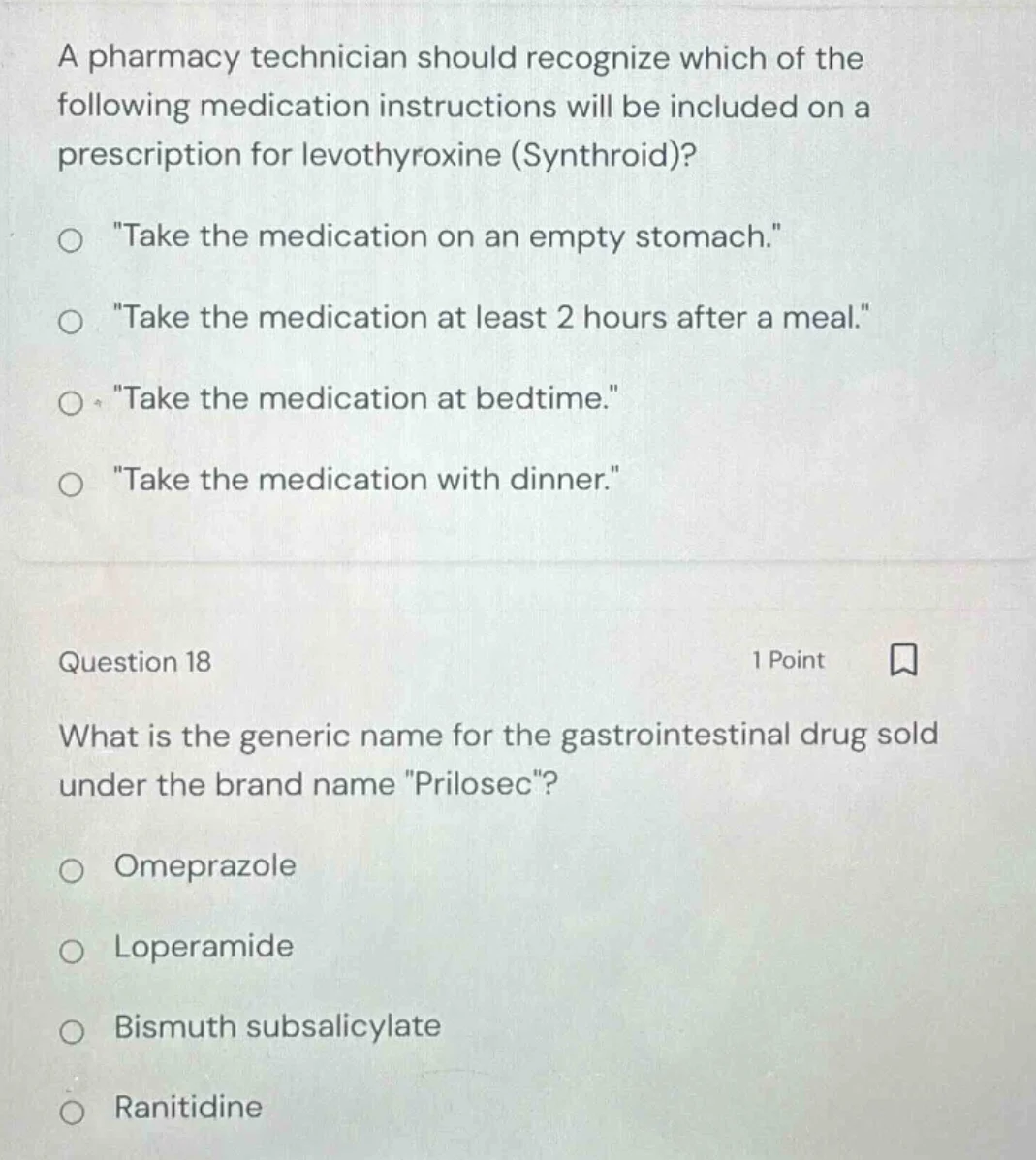 a pharmacy technician should recognize which of the following medicatio…