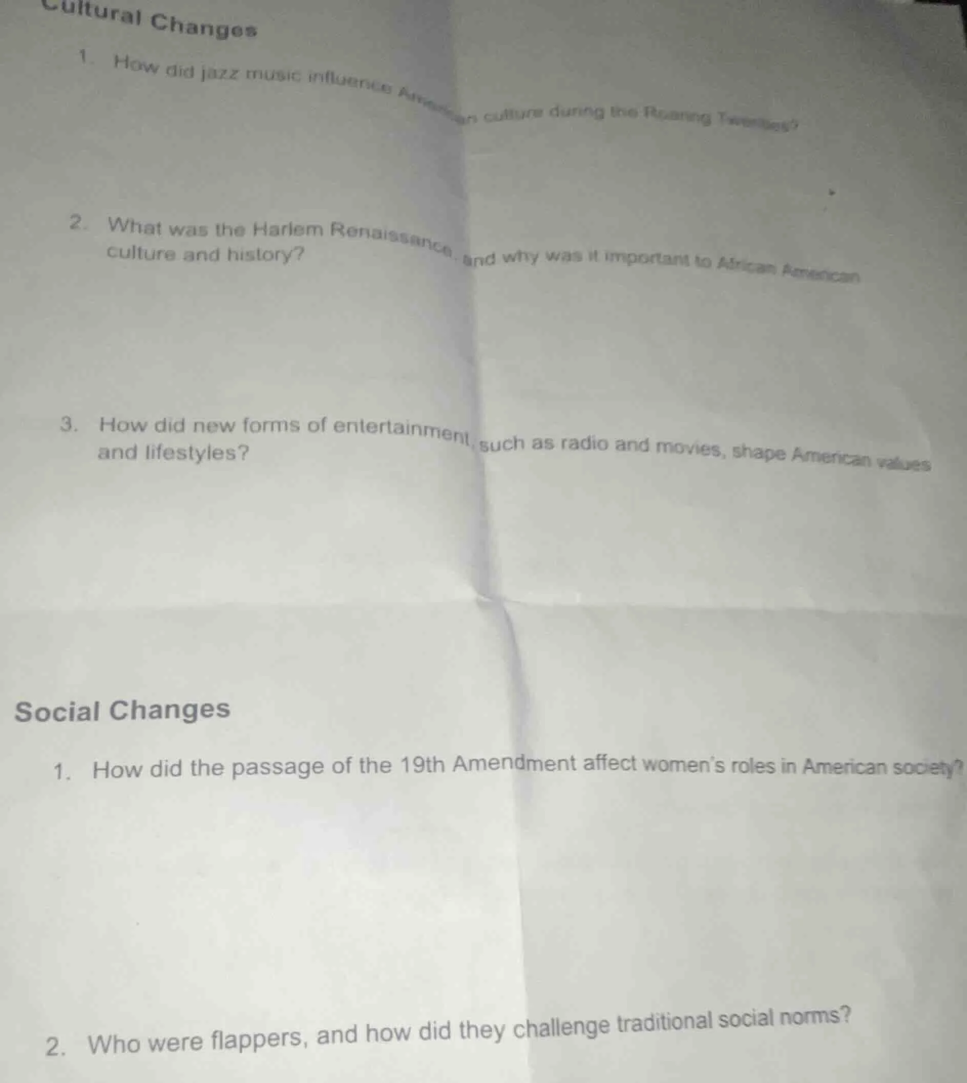 cultural changes 1. how did jazz music influence american culture durin…