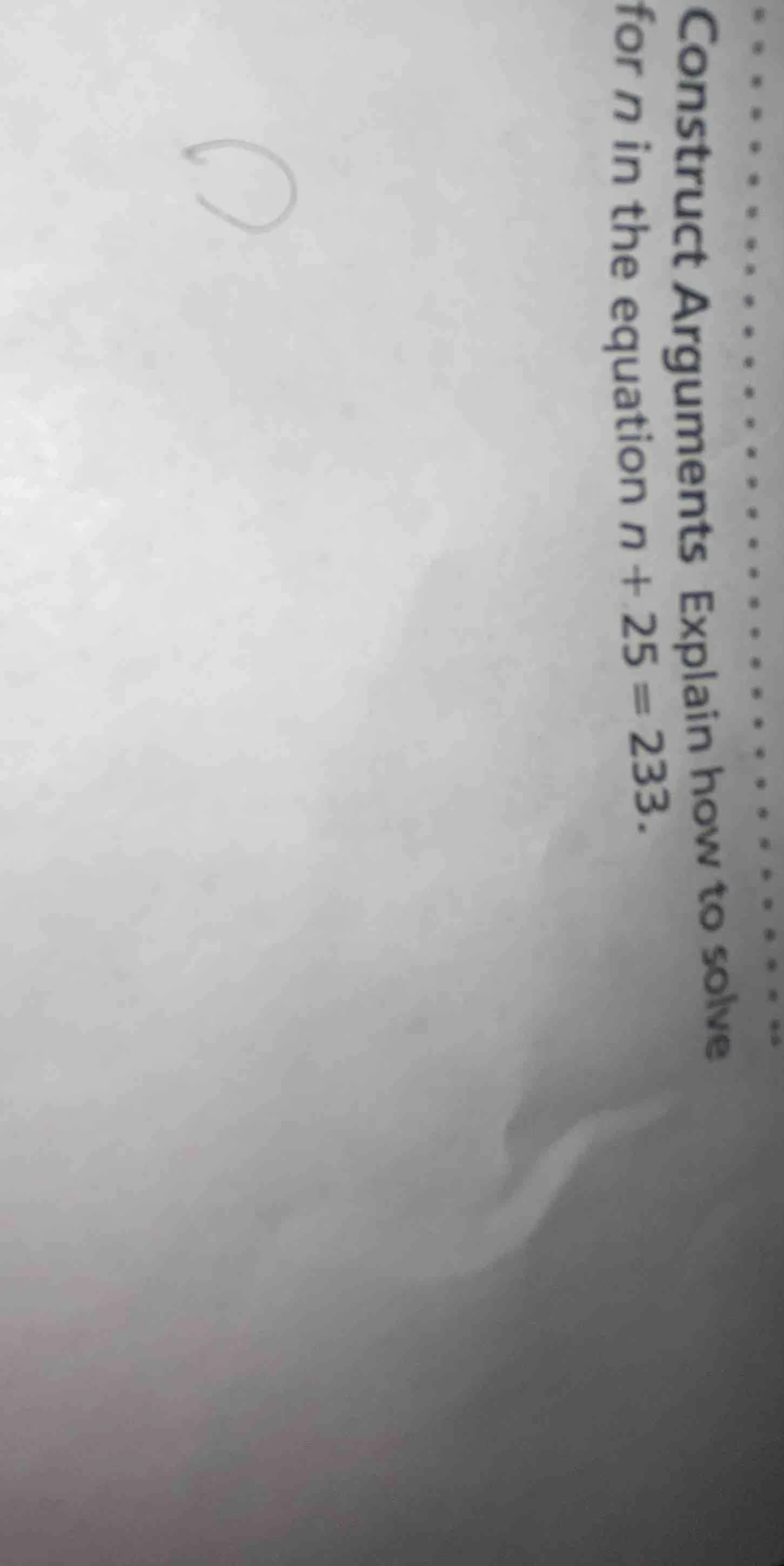 construct arguments explain how to solve for $n$ in the equation $n + 2…