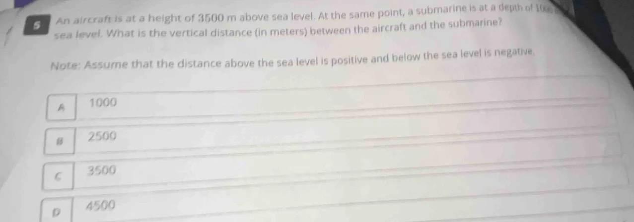 5 an aircraft is at a height of 3500 m above sea level. at the same poi…