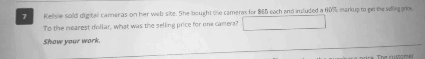 7 kelsie sold digital cameras on her web site. she bought the cameras f…