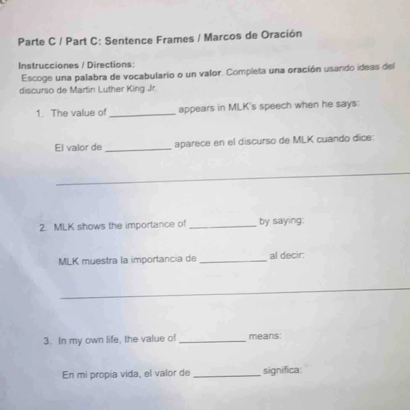 parte c / part c: sentence frames / marcos de oración instrucciones / d…