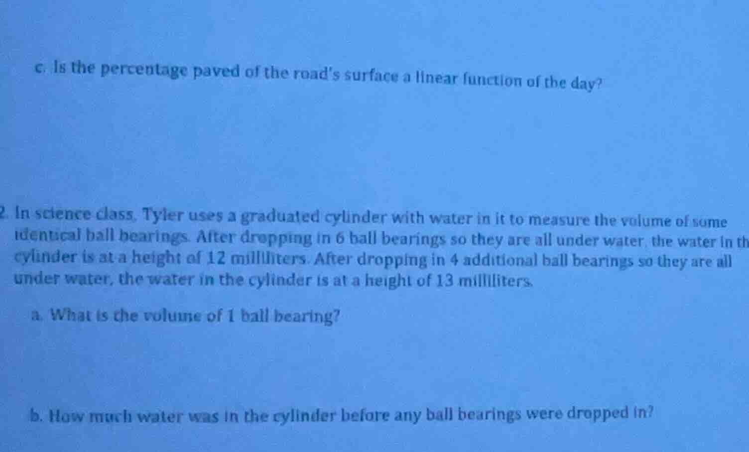 c. is the percentage paved of the roads surface a linear function of th…