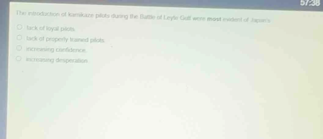 the introduction of kamikaze pilots during the battle of leyte gulf wer…