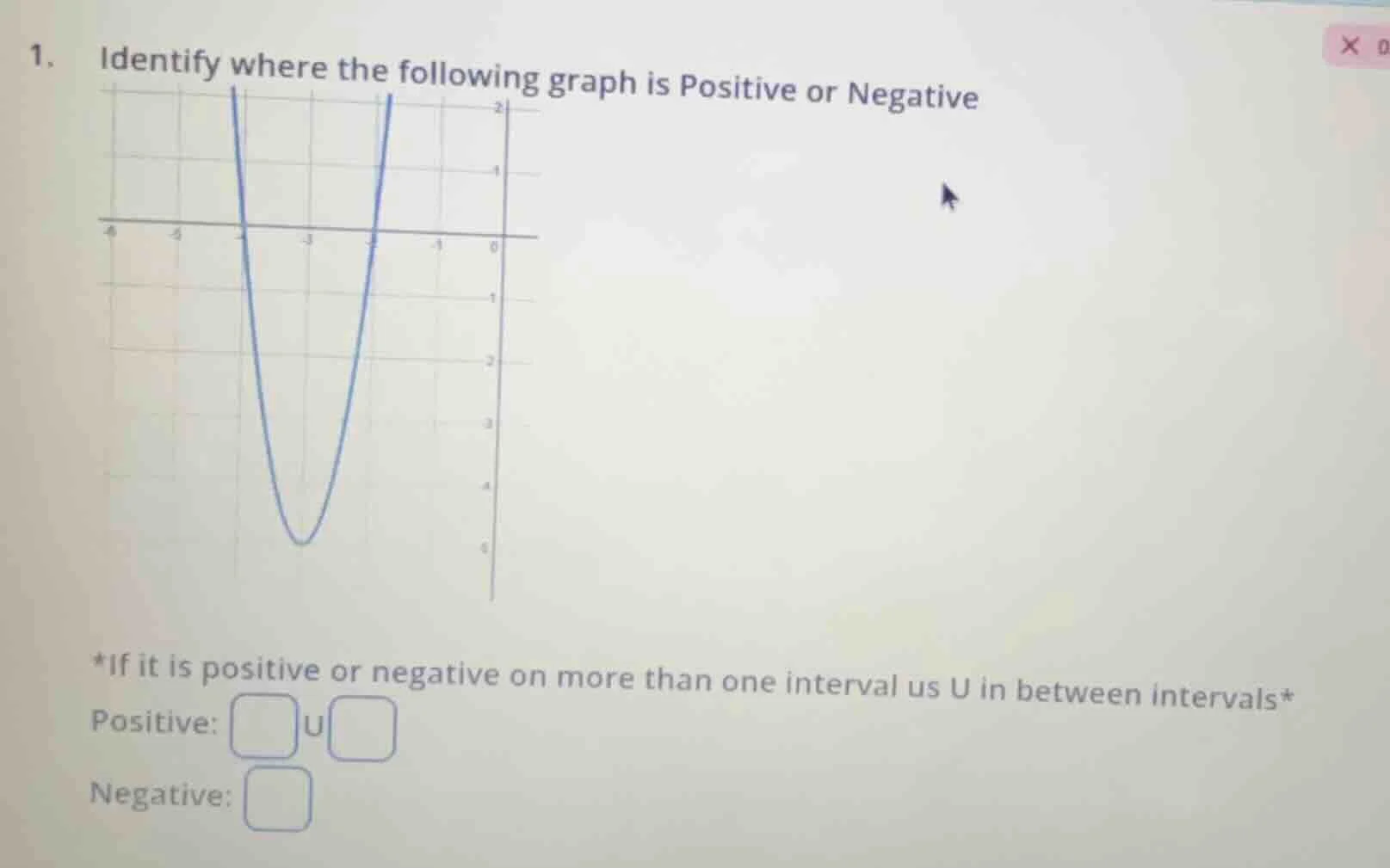 1. identify where the following graph is positive or negative *if it is…