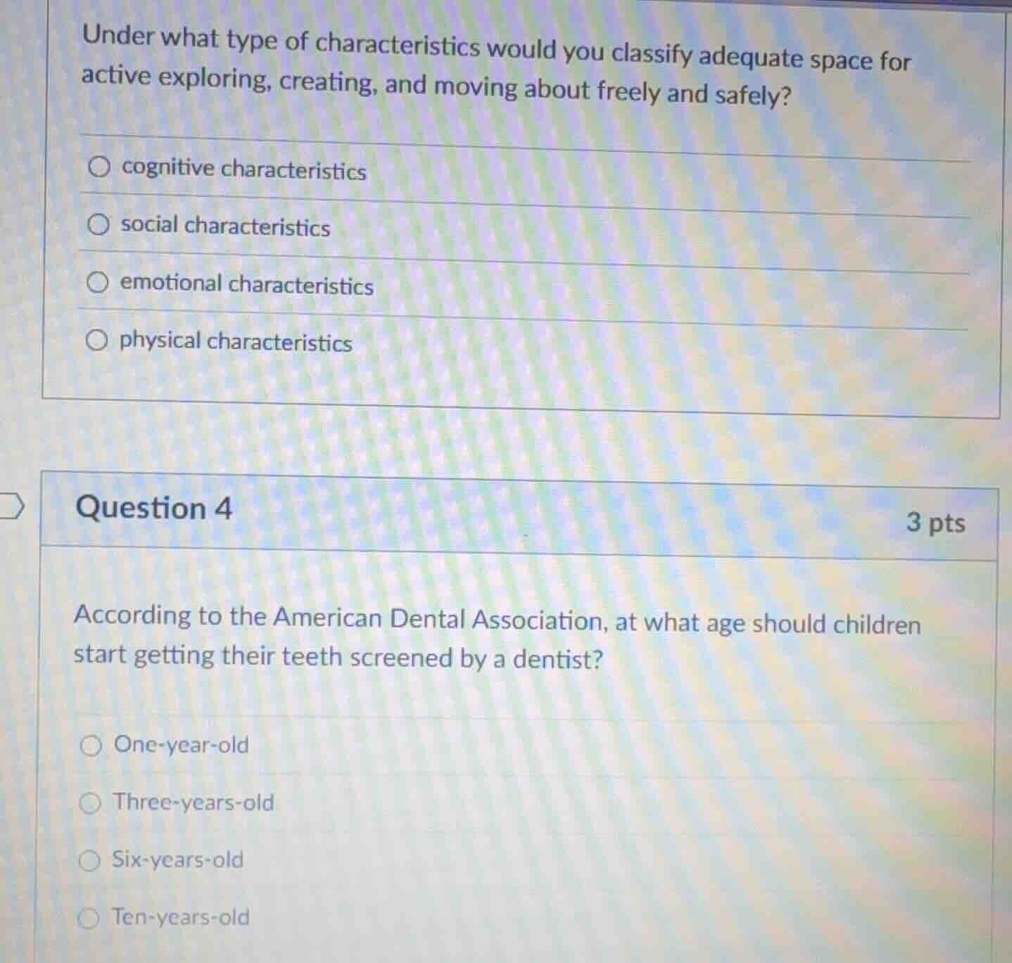 under what type of characteristics would you classify adequate space fo…