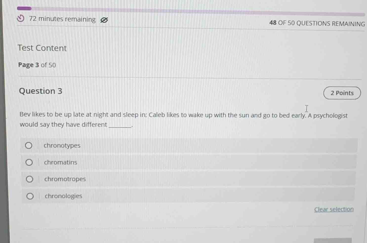 72 minutes remaining48 of 50 questions remainingtest contentpage 3 of 5…