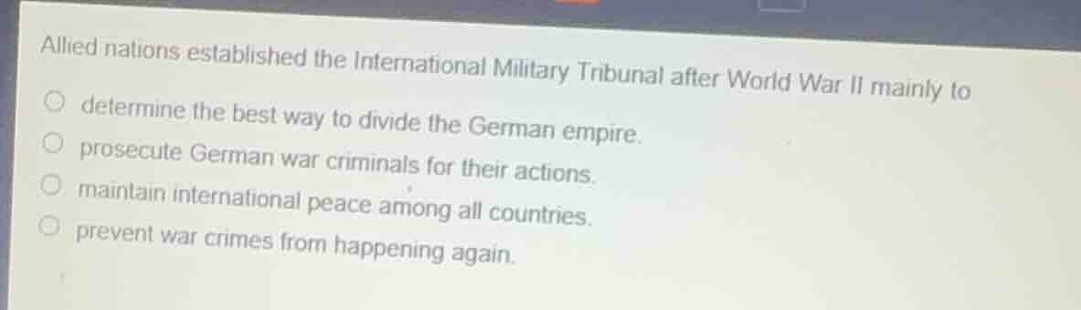allied nations established the international military tribunal after wo…