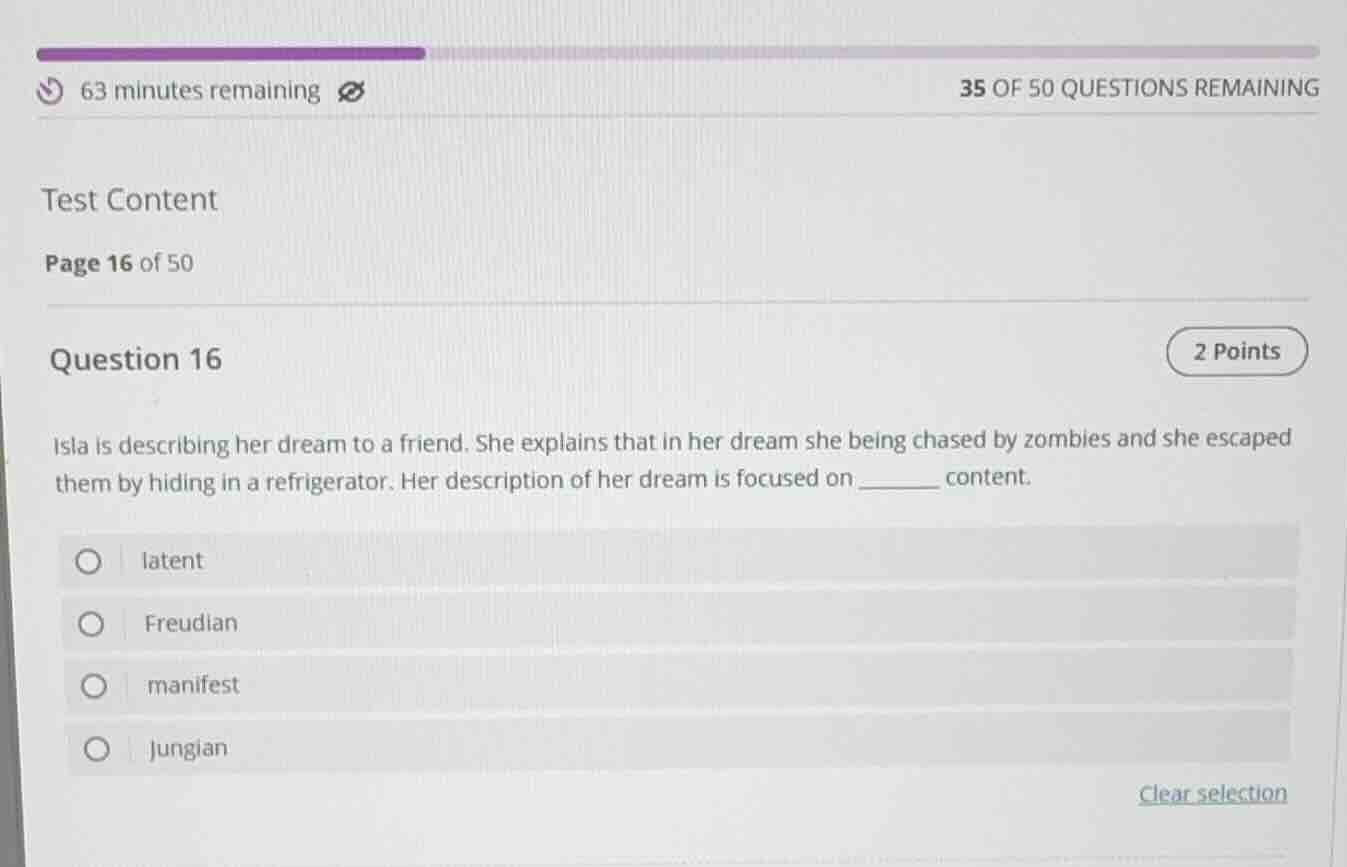 63 minutes remaining 35 of 50 questions remainingtest contentpage 16 of…