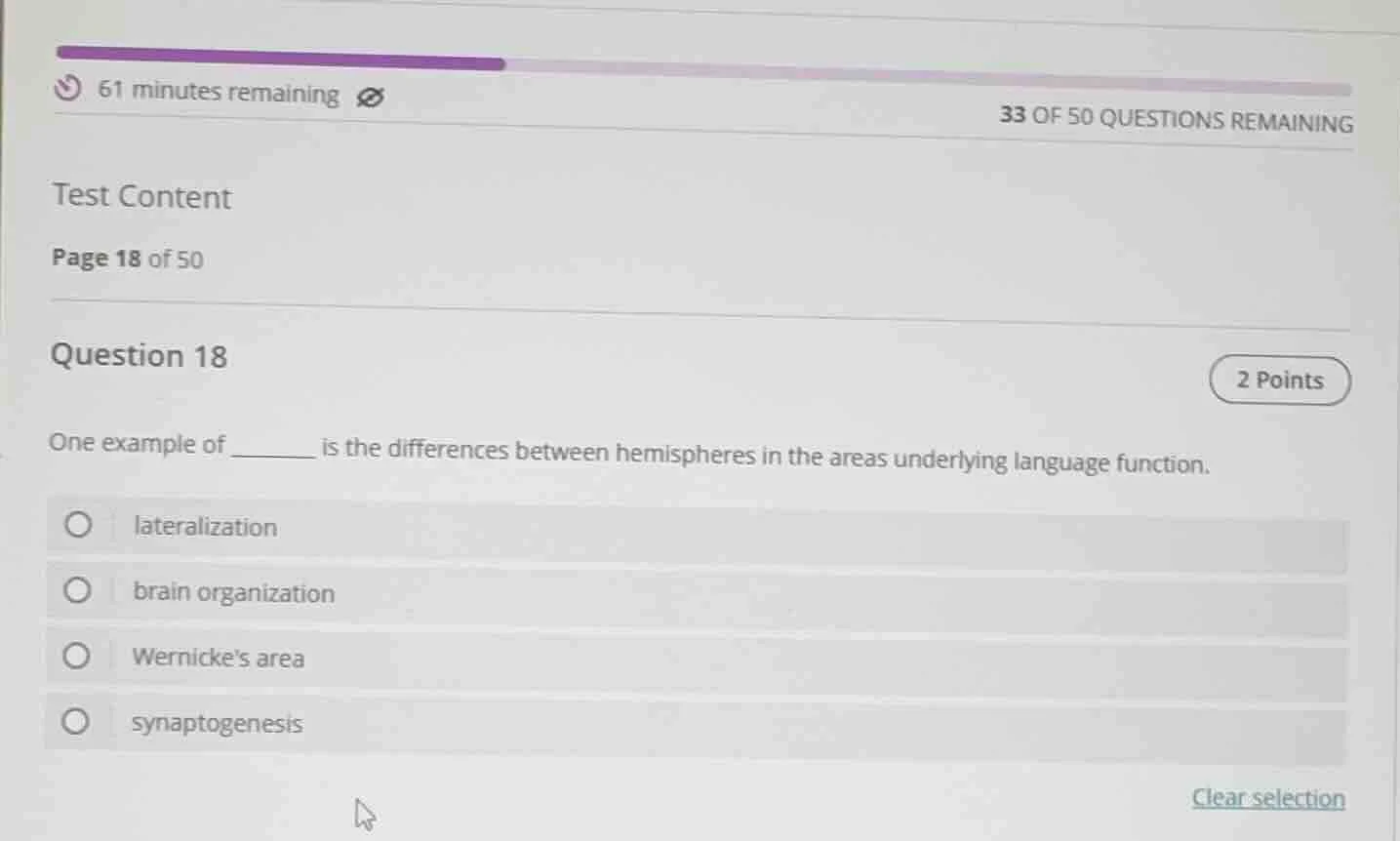 61 minutes remaining33 of 50 questions remainingtest contentpage 18 of …