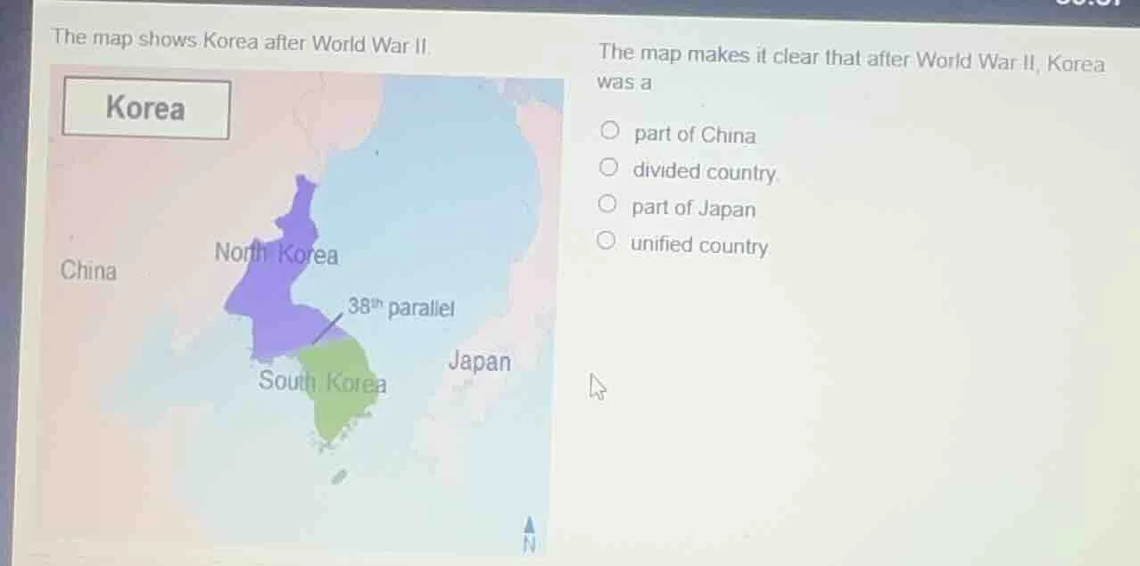 the map shows korea after world war ii. the map makes it clear that aft…