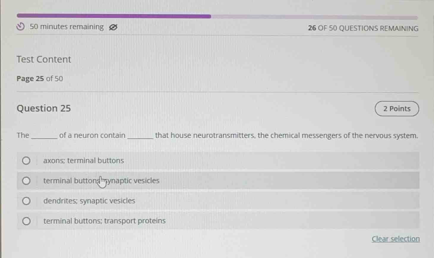 50 minutes remaining 26 of 50 questions remaining test content page 25 …