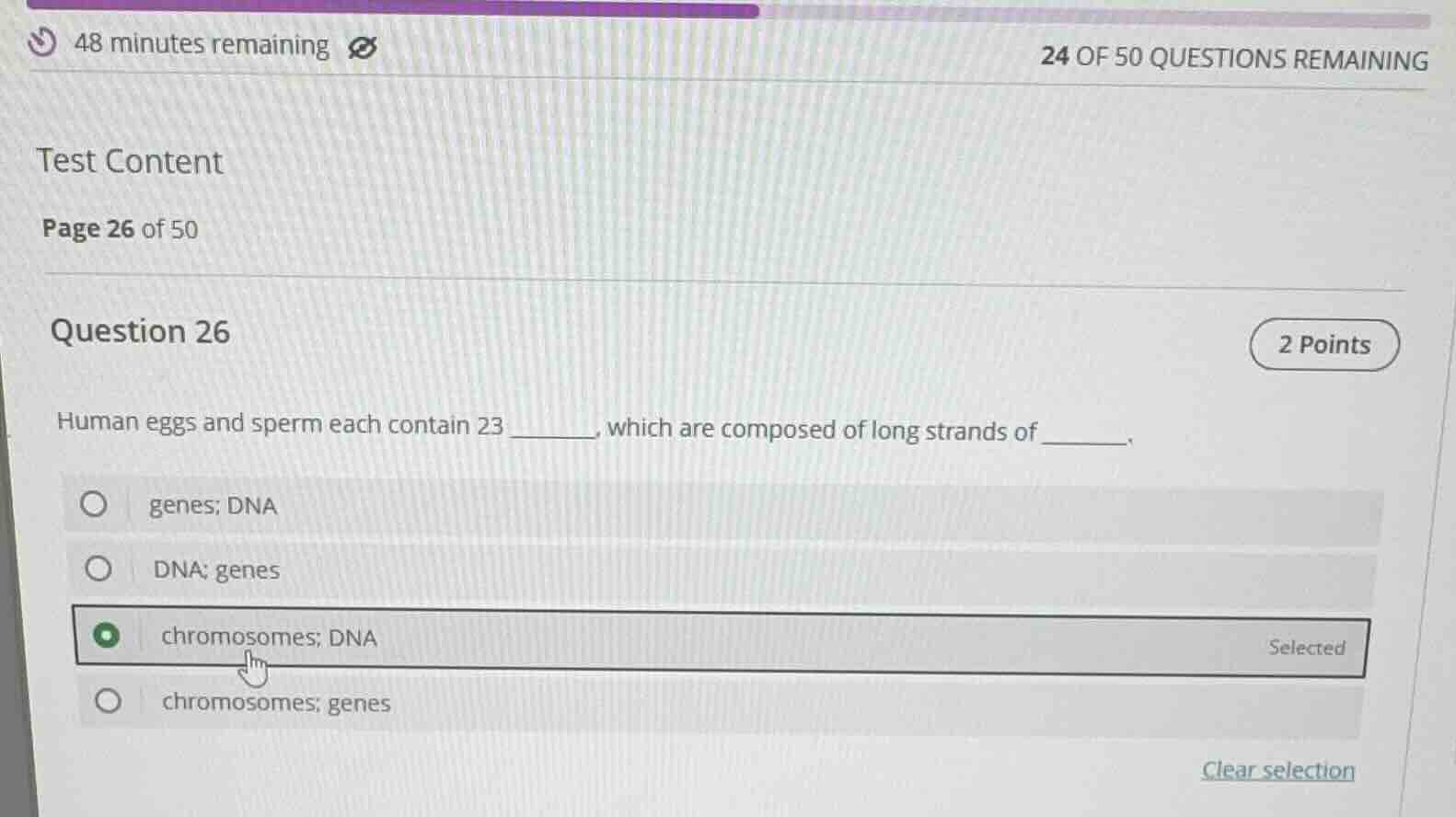 48 minutes remaining24 of 50 questions remainingtest contentpage 26 of …