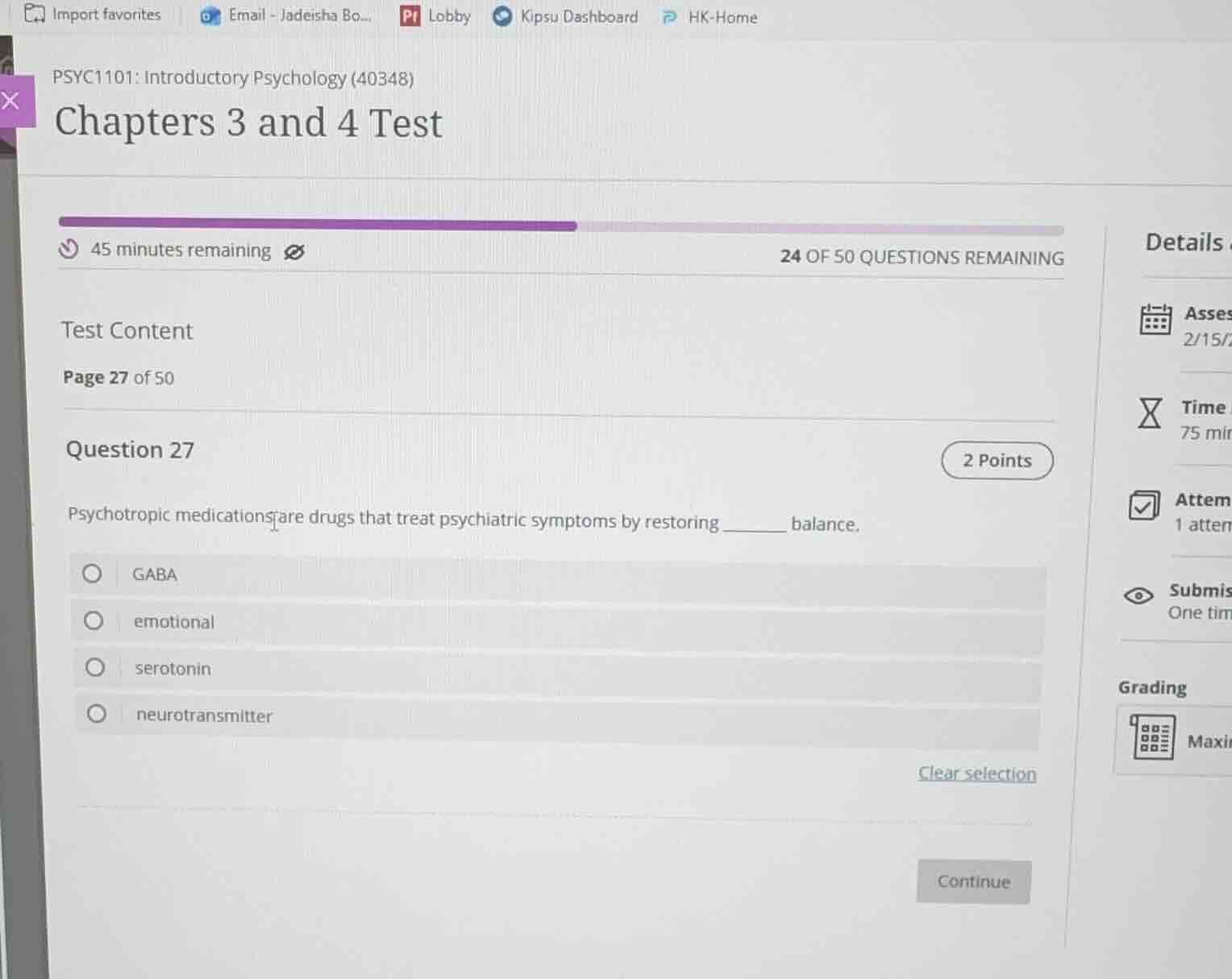 psyc1101: introductory psychology (40348)chapters 3 and 4 test45 minute…