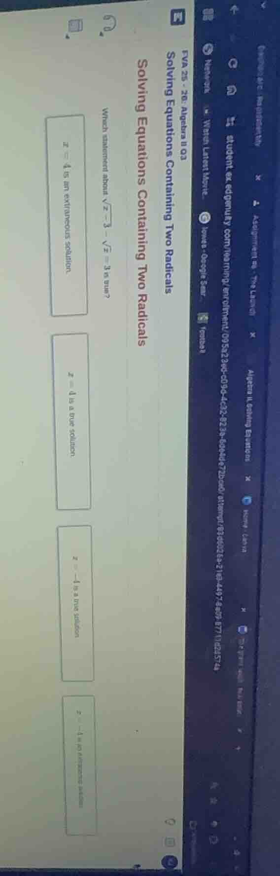 eva 25 - 26: algebra ii 03 solving equations containing two radicals so…