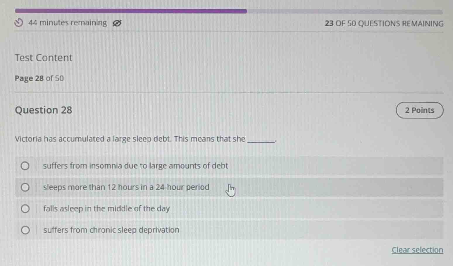 44 minutes remaining23 of 50 questions remainingtest contentpage 28 of …