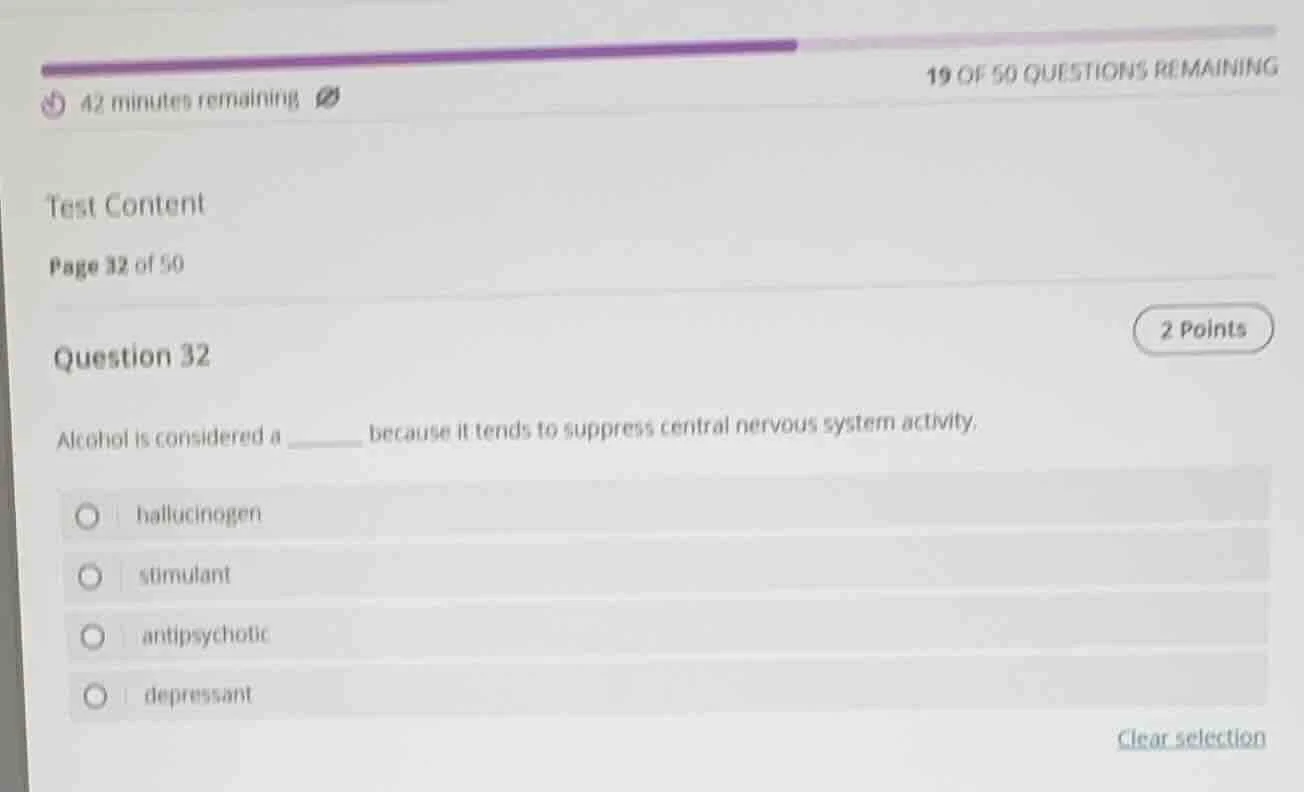 42 minutes remaining19 of 50 questions remainingtest contentpage 32 of …