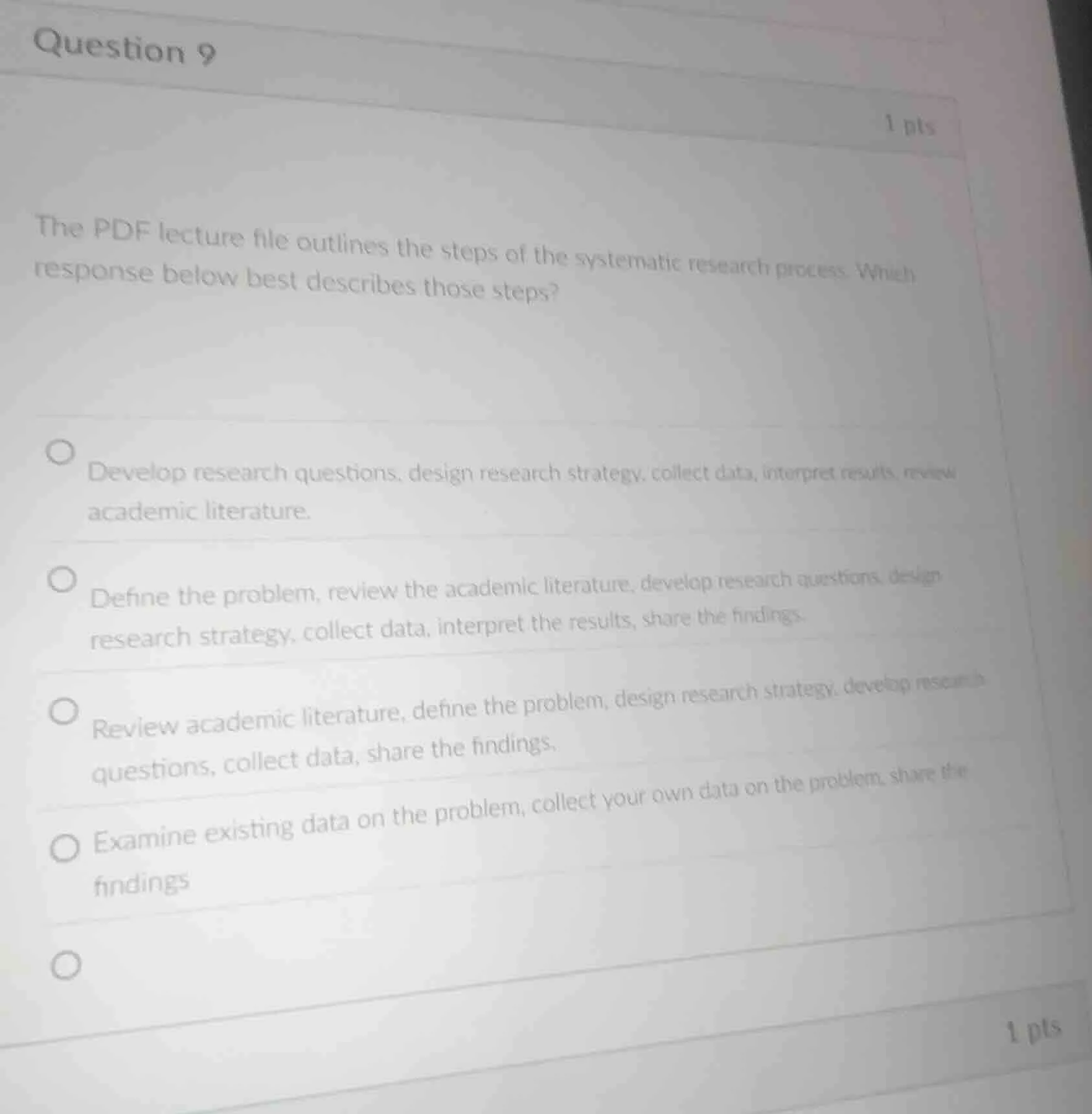 question 9 1 pts the pdf lecture file outlines the steps of the systema…