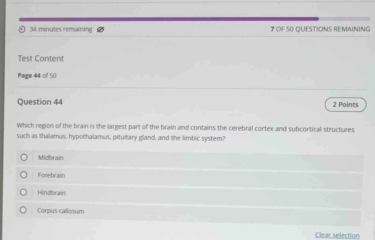 34 minutes remaining7 of 50 questions remainingtest contentpage 44 of 5…