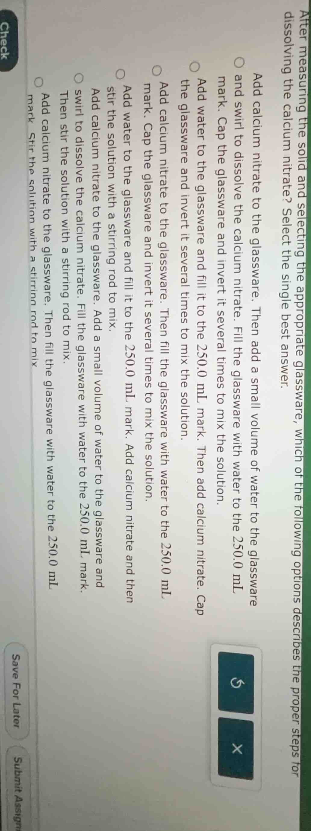 after measuring the solid and selecting the appropriate glassware, whic…