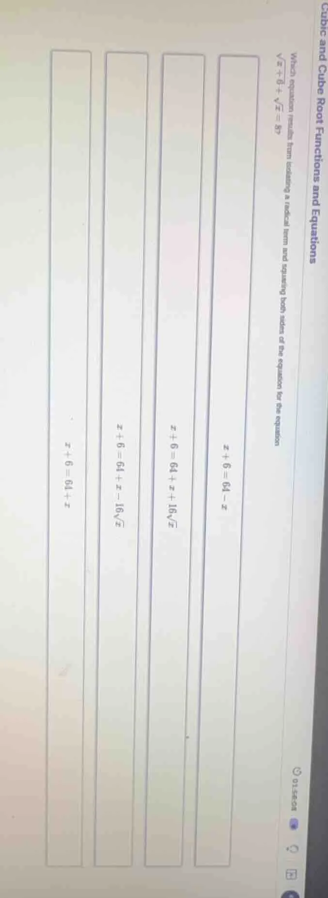 cubic and cube root functions and equations which equation results from…