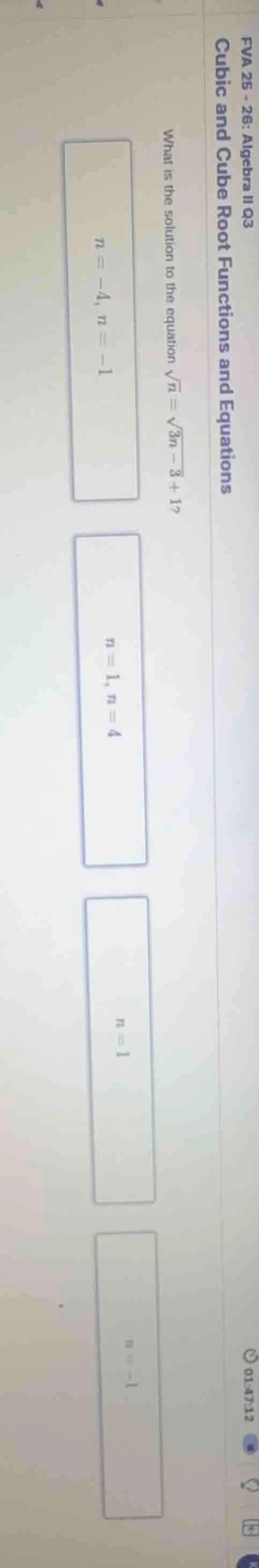 fva 25 - 26: algebra ii q3 cubic and cube root functions and equations …