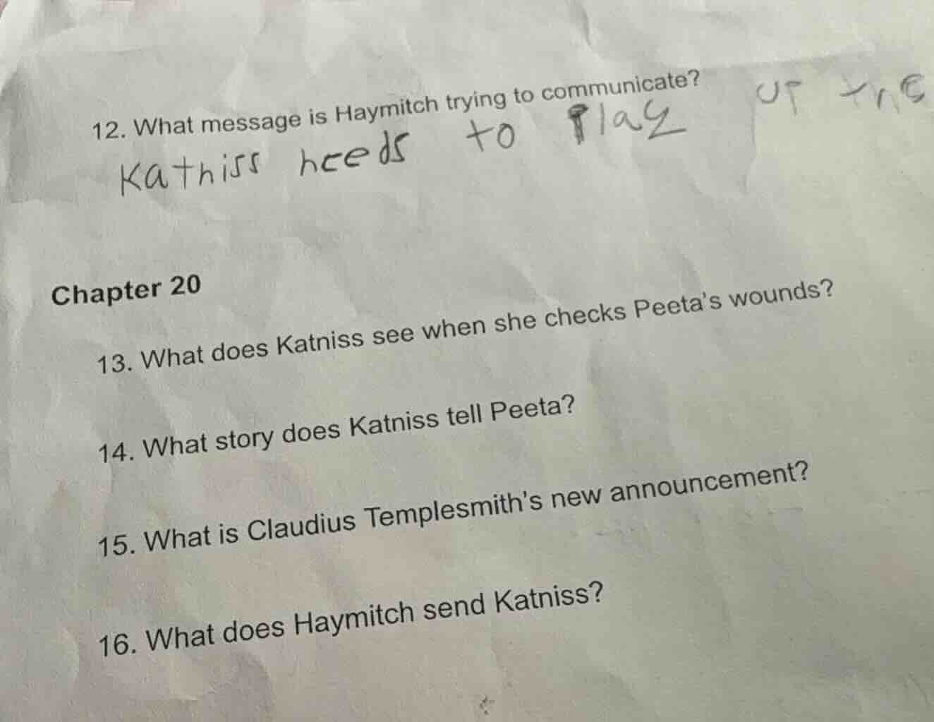 12. what message is haymitch trying to communicate?katniss needs to pla…