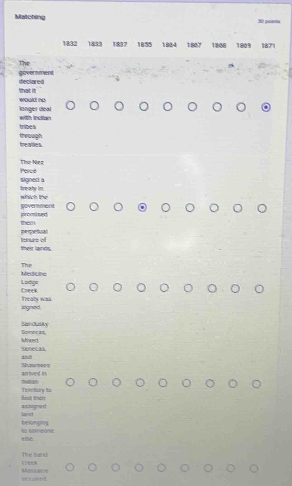 matching 30 points 1832 1833 1837 1855 1864 1867 1868 1869 1871 the gov…