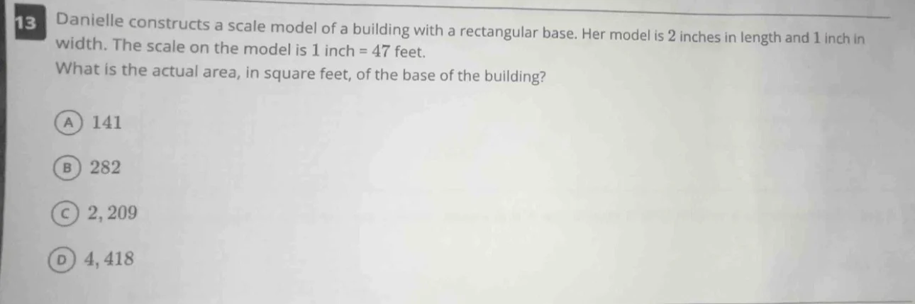 13 danielle constructs a scale model of a building with a rectangular b…