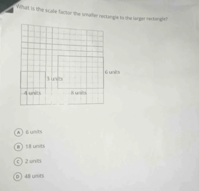 what is the scale factor the smaller rectangle to the larger rectangle?…