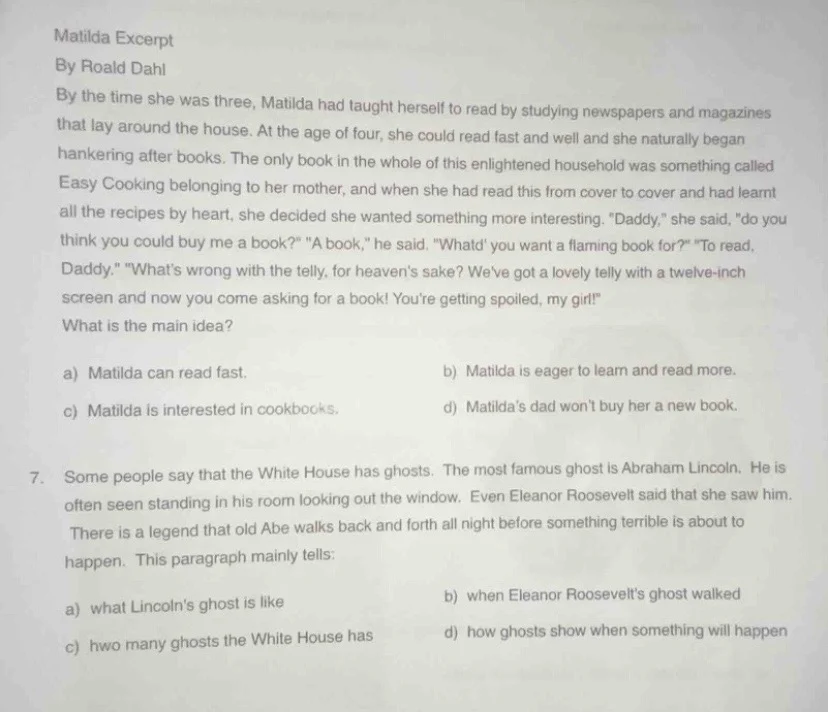 matilda excerpt by roald dahl by the time she was three, matilda had ta…