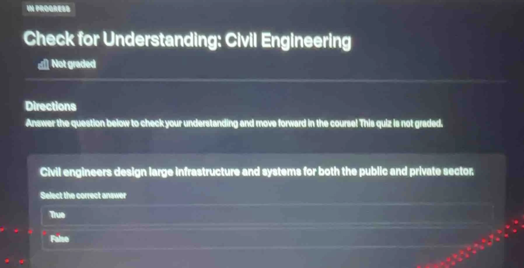 in progress check for understanding: civil engineering not graded direc…