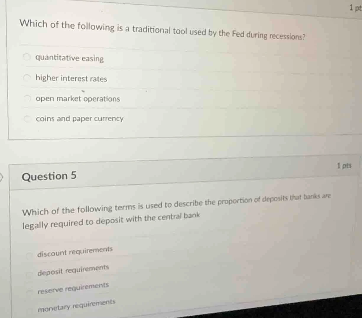1 ptwhich of the following is a traditional tool used by the fed during…