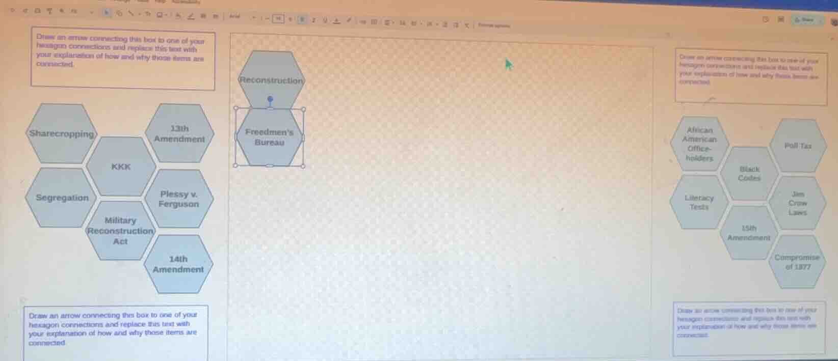 draw an arrow connecting this box to one of your hexagon connections an…