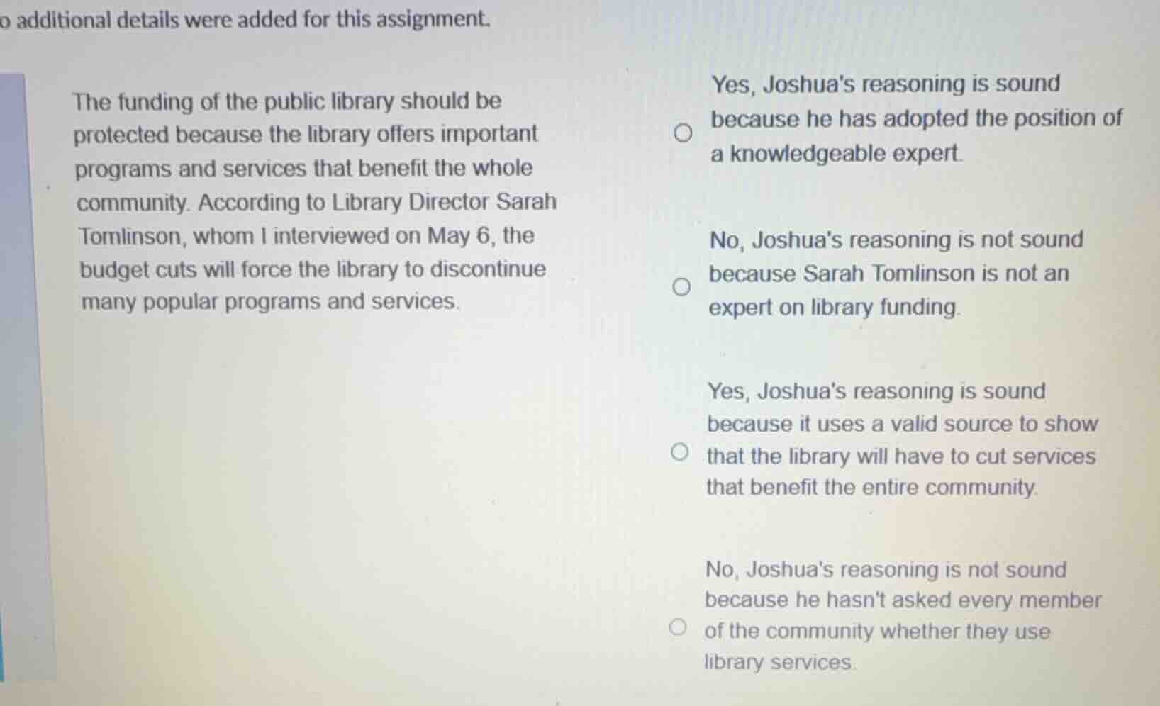 o additional details were added for this assignment. the funding of the…