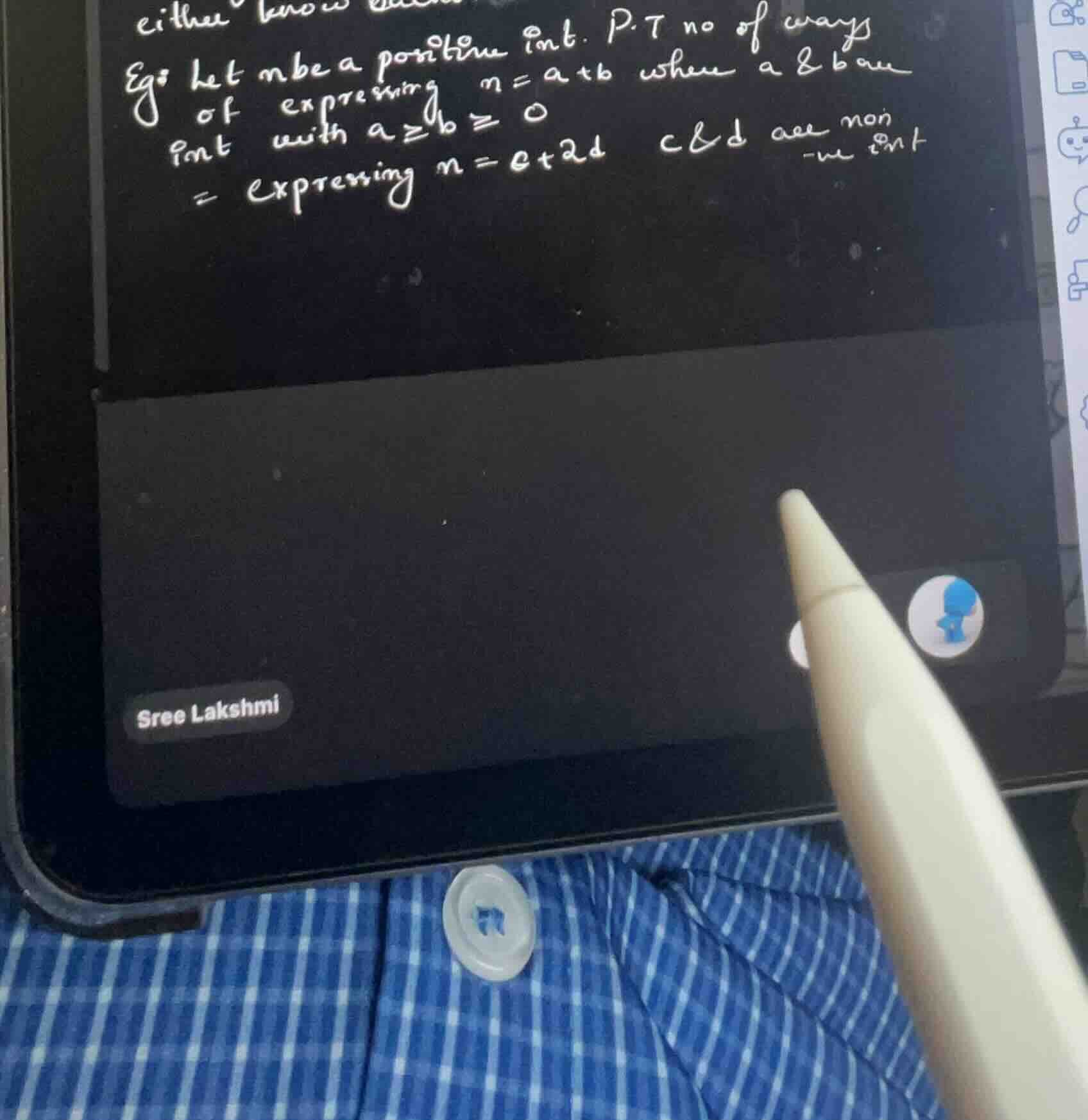eg: let n be a positive int. p.t no of ways of expressing $n = a+b$ whe…
