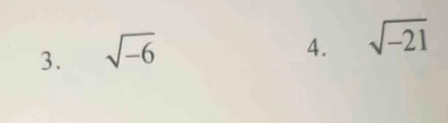 3. $sqrt{-6}$ 4. $sqrt{-21}$
