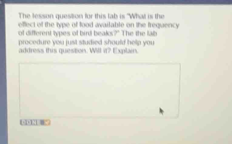the lesson question for this lab is \what is the effect of the type of …