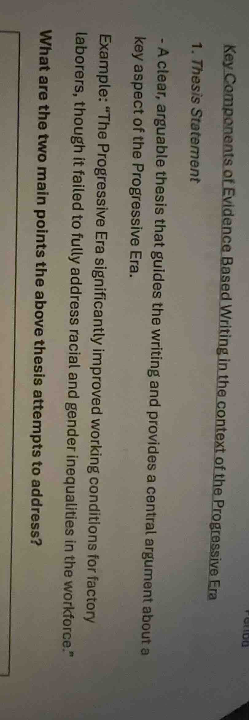 key components of evidence based writing in the context of the progress…