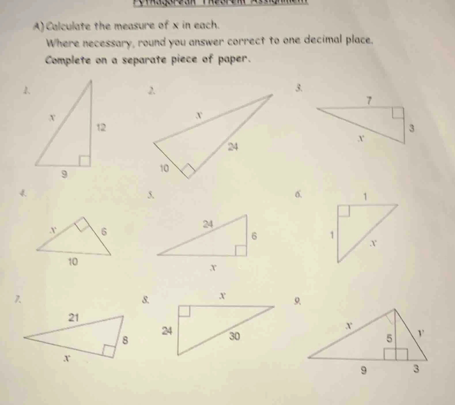 a) calculate the measure of $x$ in each. where necessary, round you ans…