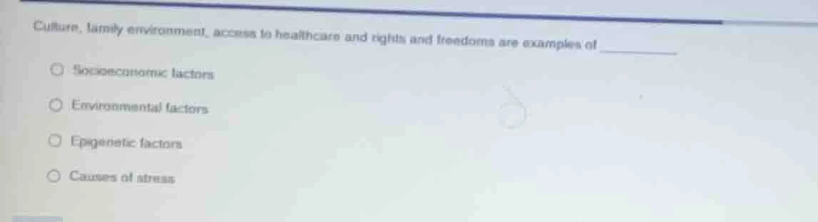 culture, family environment, access to healthcare and rights and freedo…