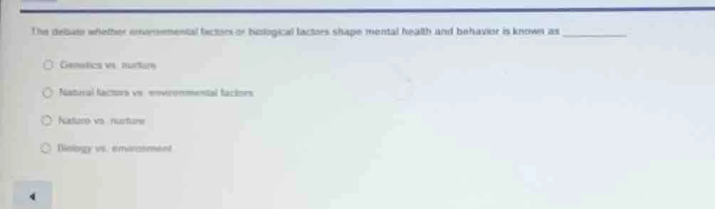 the debate whether environmental factors or biological factors shape me…