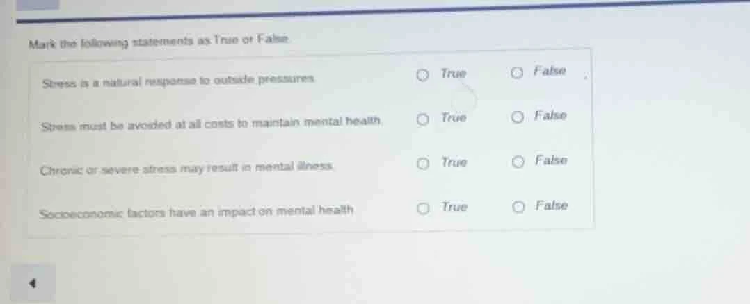 mark the following statements as true or false stress is a natural resp…