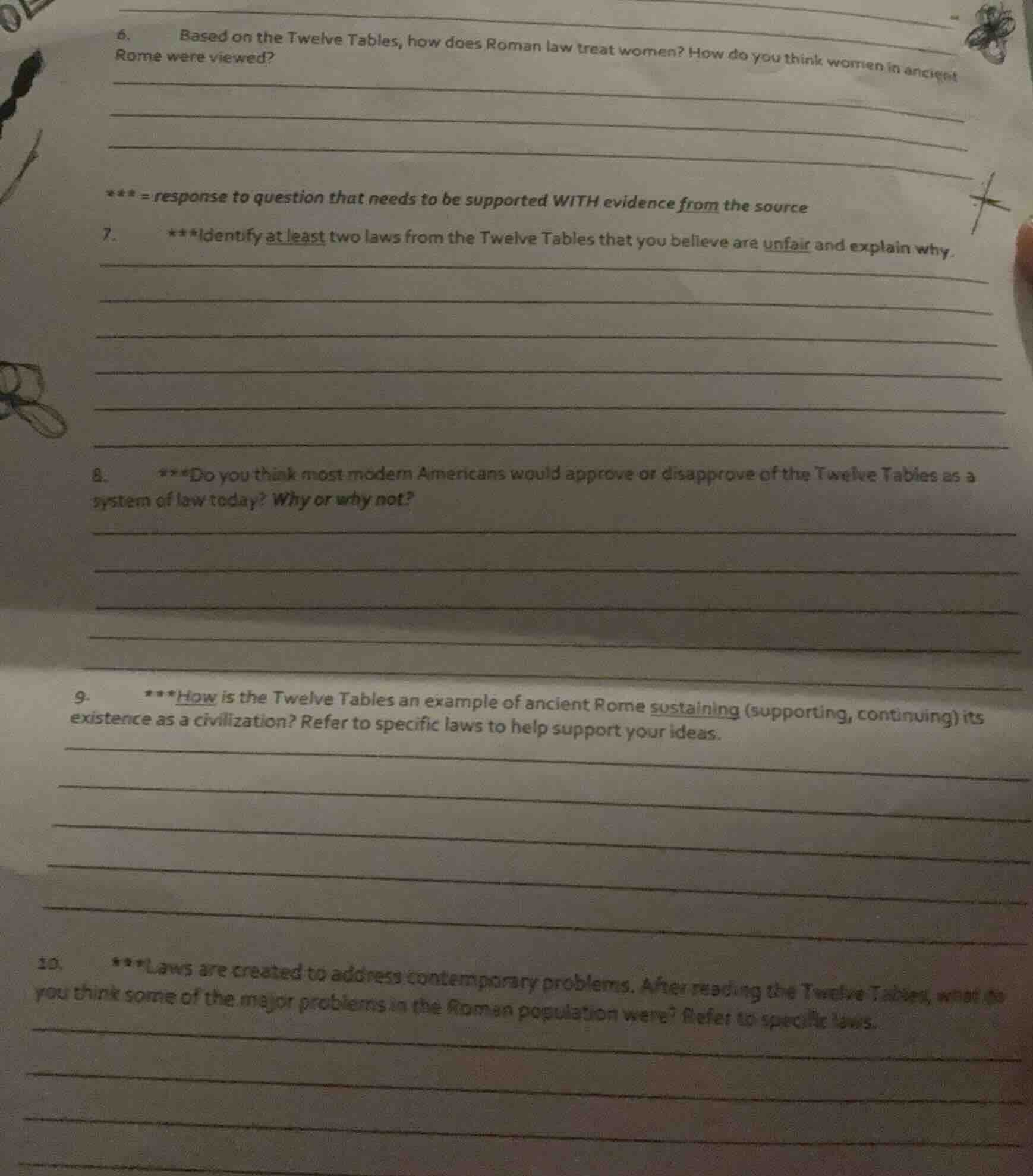 6. based on the twelve tables, how does roman law treat women? how do y…