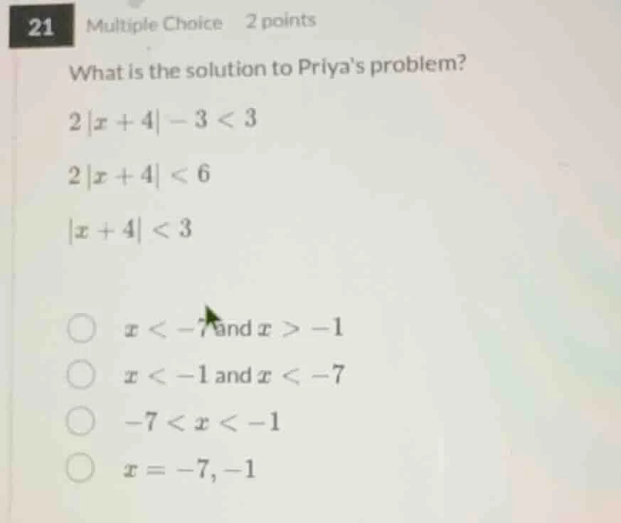 21 multiple choice 2 points what is the solution to priyas problem? $2|…